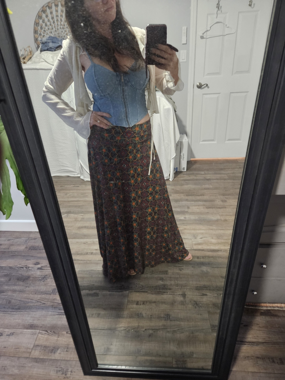 Boho Printed Maxi Dress Or Skirt Multicolor